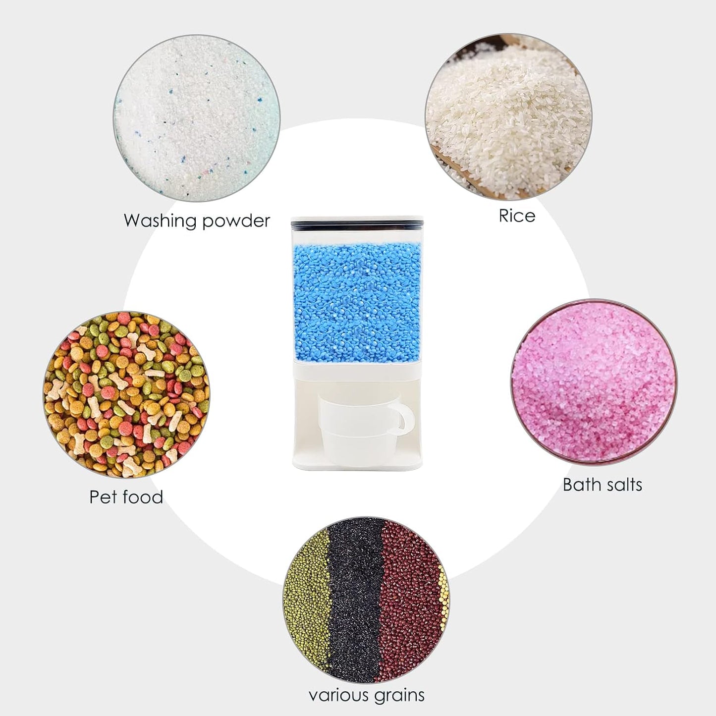 Detergent Dispenser for Laundry Room,Wall-Mounted Laundry Detergent Dispenser with Spigot Cup Holder,Suitable for Soap Beads Rice Scent Boosters Dry Food Dog Food Dispenser Storage Containers(1L)