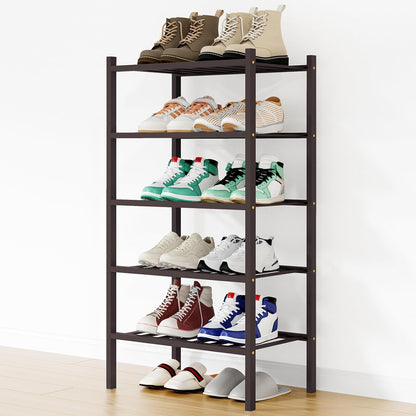 Smiry Bamboo Shoe Rack, 3 Tier Free Standing Wooden Shoe Organizer, Stackable Wood Shoe Storage Shelf for Closet, Entryway, 12 Vertical Slats, 2+1 Stack Standard Legs, 26.8"x11"x19.5", Natural