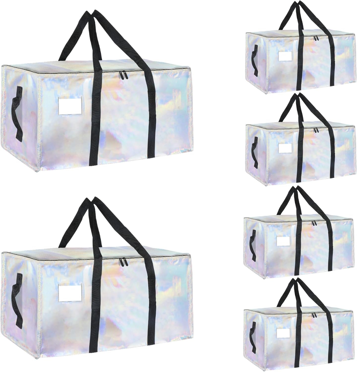 8 Pack-Extra Large Heavy Duty Moving Bags - Waterproof Storage Totes with Handles & Zippers, Foldable for College Dorm, Storage (Clear)