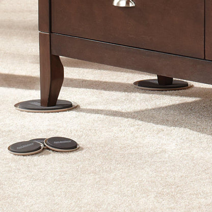 Super Sliders 8-Piece 7" and 3-1/2" Round Reusable Furniture Sliders for Carpet, Anti-Slip Protective Furniture Moving Pads for Beds, Sofas, Dressers, Beige