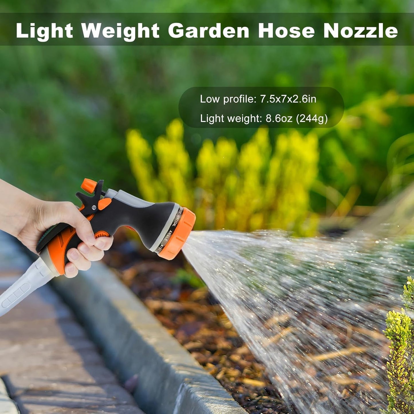 Garden Hose Nozzle with Adjustable 10 Watering Patterns, Water Hose Nozzle Sprayer with Slip Resistant,High Pressure Garden Hose Spray Nozzle for Plants & Lawns Watering,Car Washing and Pet Showering