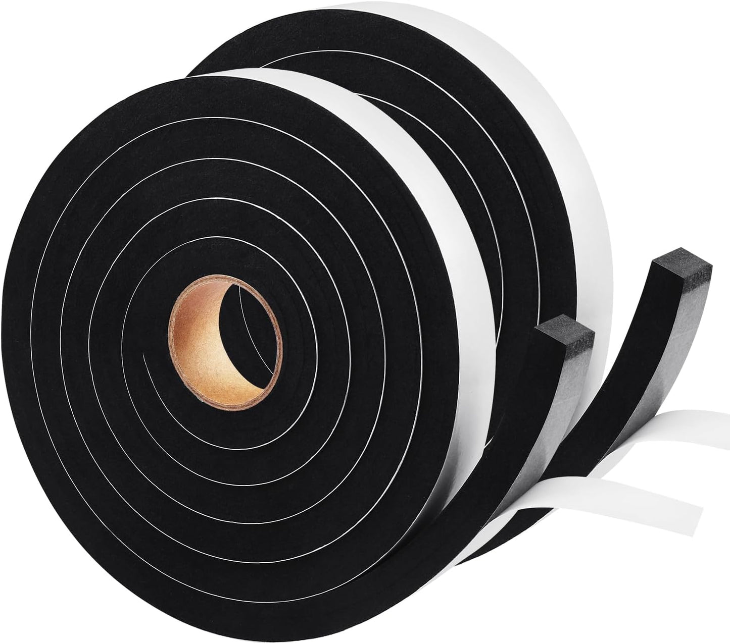 Seal Foam Tape,1/2 Inch W x 1/8 Inch T Weather Stripping for Door and Window,High Density Single Sided Closed Cell Door Insulation Weather Strip, 3 Rolls Total 50FT Black