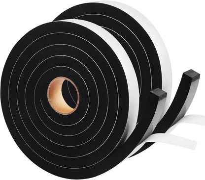 Seal Foam Tape,1/2 Inch W x 1/8 Inch T Weather Stripping for Door and Window,High Density Single Sided Closed Cell Door Insulation Weather Strip, 3 Rolls Total 50FT Black