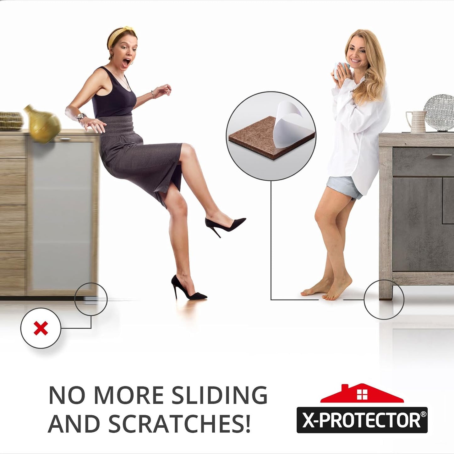 X-PROTECTOR Non Slip Furniture Pads – 12 Premium Furniture Grippers 3"! Best SelfAdhesive Rubber Feet Furniture Feet – Ideal Non Skid Furniture Pad Floor Protectors – Keep Furniture in Place!