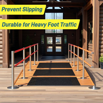 Anti Slip Tape, 12 Inch x 16 Ft Grip Tape for Stairs Outdoor/Indoor, Waterproof Non Skid Roll for Stair Treads Non Slip, High Traction Friction Abrasive Adhesive Stair Steps - Black