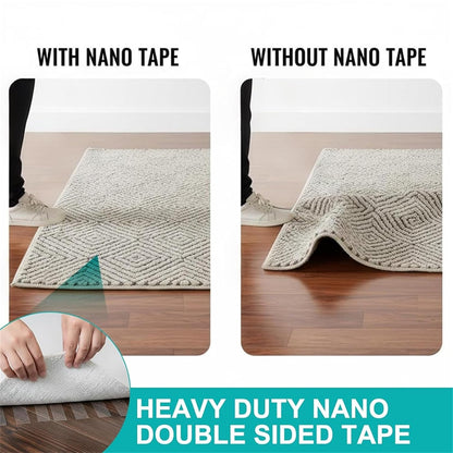ikaufen Heavy Duty Nano Double Sided Tape, Removable Clear Adhesive Tape, Washable & Reusable Nano Grip Tape for Rug Fixing, Home Decor, Office Organization (6M/19.7FT) (1)