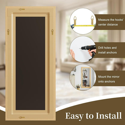 Syndra Modern Full Length Mirror Wood Frame, 65x24'' Large Floor Mirror with HD Tempered Glass & Wall Mount, Rectangular Standing Mirror for Bedroom, Living Room, Entryway, Farmhouse(Grey White Oak)