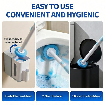 RV Toilet Brush, RV Accessories, Wall Mount Toilet Brush, 64 Toilet Refills | Hands Free Toilet Brush, One-Button Release, RV Toilet Brush and Holder Set, Compact Design, Camper Bathroom Accessories