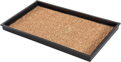 Anji Mountain Heavy Duty Waterproof Rubber Shoe Storage Mat Organizer/Boot Storage Tray Multi Use for Entryway with Coir, Tan Insert, Fits 4 Pair (46.5" Wide)