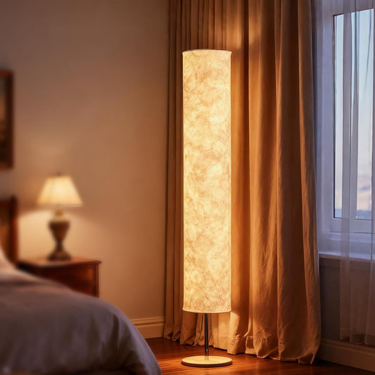 Soft Floor Lamp 3 Color Remote LED Living Room Bedroom conner floor light | Shade column paper with Tyvek Fabric Brightness Adjustable for Living Room Bedroom Game Room