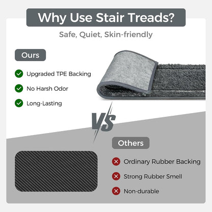 sarben Non Slip Stair Treads for Wooden Steps 15PCS - 8"x30" Indoor Safety Carpet, Edging Mats with TPE Adhesive Backing, Pet and Elderly Friendly Stair Rugs (Taupe) - Colors A