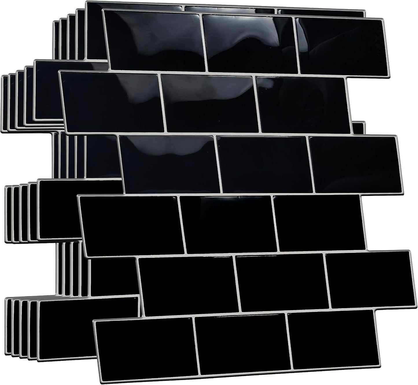WALPLUS 20 Sheets Peel and Stick Kitchen Backsplash Tile Stickers Self Adhesive Stick on Subway Tile 12" x 6" Bathroom Splashback Water Heat Resistant 3D Wall Tiles Pure White Gray