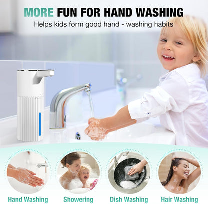 2 Pack Automatic Soap Dispenser: 14oz Plastic - Foaming Touchless 4 Level Adjustable Wall Mount Foam Black Rechargeable Electric Auto Smart Soap Dispenser Set - Bathroom Kitchen Hand Dish Lotion
