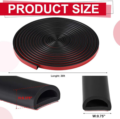 Pangda 13ft Foam Rubber D Shape Seal Strip 1" W x 0.5" H Self Adhesive EPDM Rubber Weather Stripping RV Slide Out Seal Heavy Duty Automotive Weather Stripping for Car Truck RV Boat Home