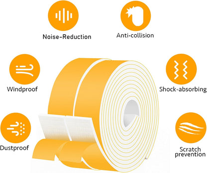 Strong Adhesive Weather Stripping, High Density Weatherproof Weather Stripping Door Seal Strip for Sliding Door, Windows,Noise-Reduction Foam Sealing Strip, White(1/2 in x 1/4 in x 13Ft) - Colors A