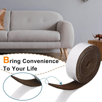 Shappy 2 Packs 120 x 2 x 0.12 Inch Felt Strips with Adhesive Backing Felt Tape Roll Non Slip Self Adhesive Cuttable Furniture Pads for Protecting Hardwood Floors, Chairs, Wall(Dark Brown)