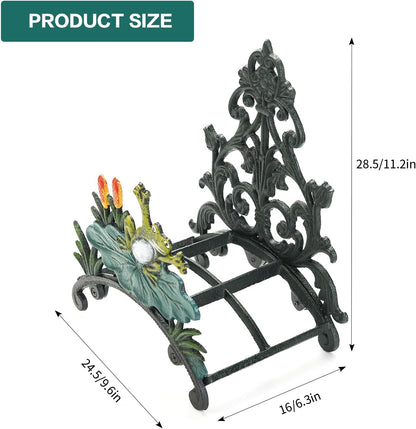 Sungmor Cast Iron Heavy Duty Garden Hose Holder - Decorative Hand-Painted Sunflower Wall Mounted Water Hose Hanger - Wall Decoration Hanging Hose Rack - Hose Reel Storage Butler - Metal Hose Stand