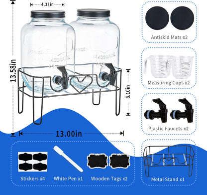 1 Gallon Liquid Laundry Detergent Dispenser with Stand, Glass Laundry Soap Dispenser, Glass Jars for Laundry Room Organization and Storage, Liquid Detergent, Fabric Softener