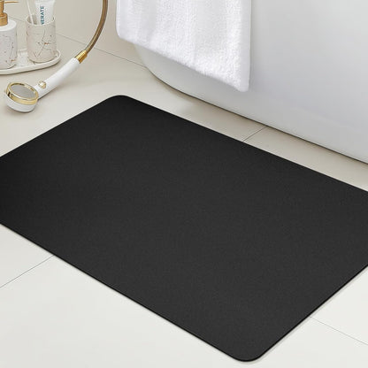 ACCUMTEK Non Slip Bath Mat, Thin Bathroom Rugs Fit Under Door, Quick Dry Bath Mats, Machine Washable Bath Rugs for Bathroom, Bathtub & Kitchen, Grey/Bordered/24 x17