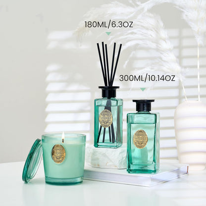 M&SENSE 6.3 oz Large Reed Diffuser Set | Lime+Basil Scent Oil Diffuser with Sticks | Hotel Collection Non-Toxic Home Fragrance |for Bedroom Bathroom Living Room - Colors A