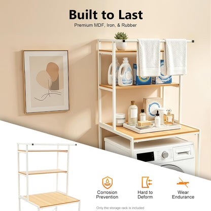 Over Washer and Dryer Shelves, 3 Tiers Heavy Duty Laundry Room Storage Rack for 27" W x 38" H Washer, Freestanding Washing Machine Storage Shelves for Bathroom