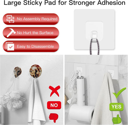 Latoxcaa Large Adhesive Hooks, 10 Pack Heavy Duty Utility Hooks for Hanging 33lb, Damage Free Sticky Hanging, No Trace Self-Adhesive Wall for Kitchen Bathroom Office Multiple Uses