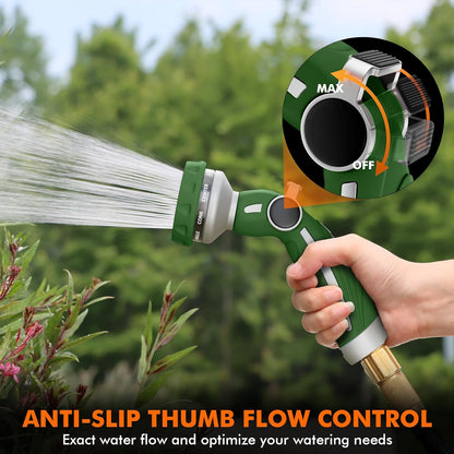 RESTMO Hose Nozzle Heavy Duty, Metal Water Hose Sprayer for Garden | 9 Spray Patterns, High Pressure, Thumb Flow Control, On/Off Valve, Ideal for Outdoor Lawn & Plant, Car & Pet, Black