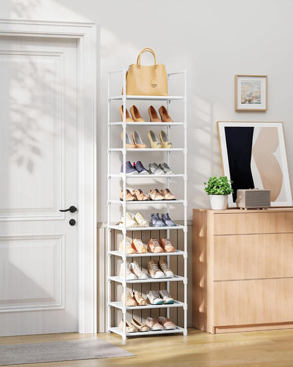 Kitsure Shoe Rack - 10-Tier Shoe Organizer with Detachable Fabric Shelves & Metal Frame, Tall Shoe Rack for Closet, Entryway, Living Room, 16.9" Wide - 10 Tier, Black