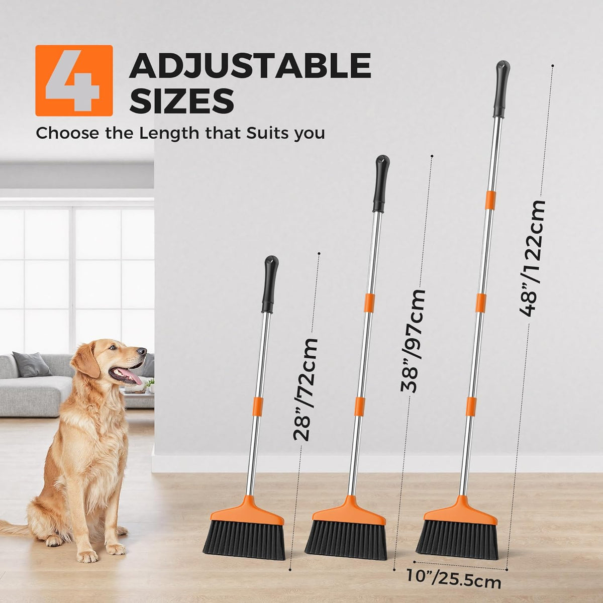 Handy Broom, Indoor/Outdoor Brooms, Duty Kitchen Broom, for Home Garage Kitchen Office Courtyard Lobby Patio Lawn Concrete (1, White)
