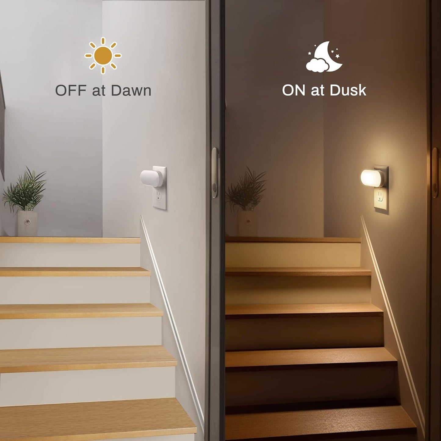 DORESshop Led Night Light, Plug into Wall, [2 Pack] with Dusk to Dawn Sensor, 1W 5000K Dimmable Night Light from 0LM to 100LM for Bathroom Hallway Bedroom Kids Room Stairway