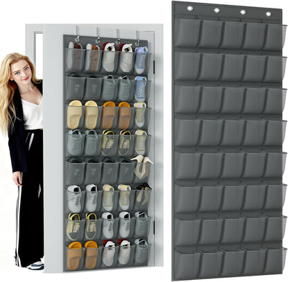 homyfort Over the Door Shoe Organizer, Hanging Shoe Rack Storage Holder with 24 Large Pockets for Closet Door, Men Women Kids Shoes, Cruise (Black)