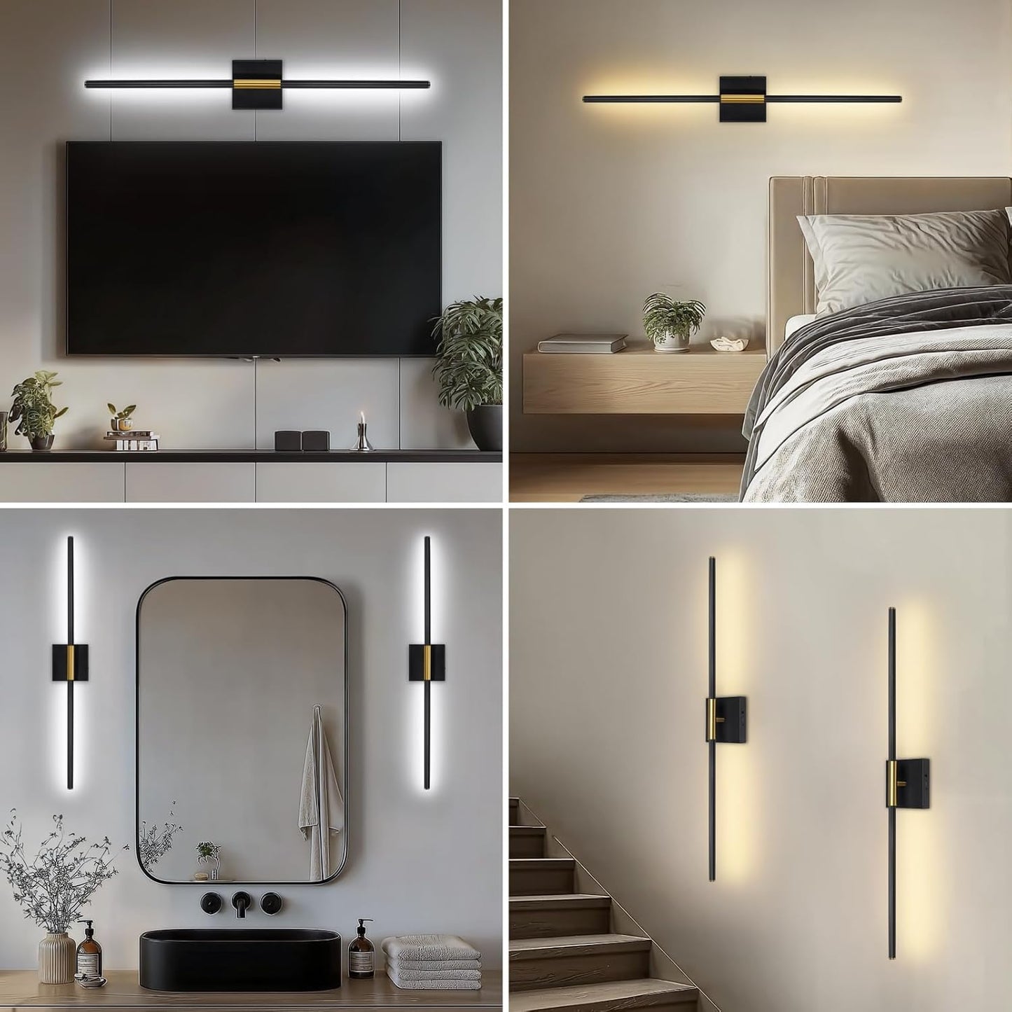 TaoFiaCo Battery Operated Wall Sconces Set of Two,Rechargeable Wall Sconces Set of 2 with Remote Control Dimmable Wall Light Decor for Living Room, Bathroom for, 24 Inch, Gold