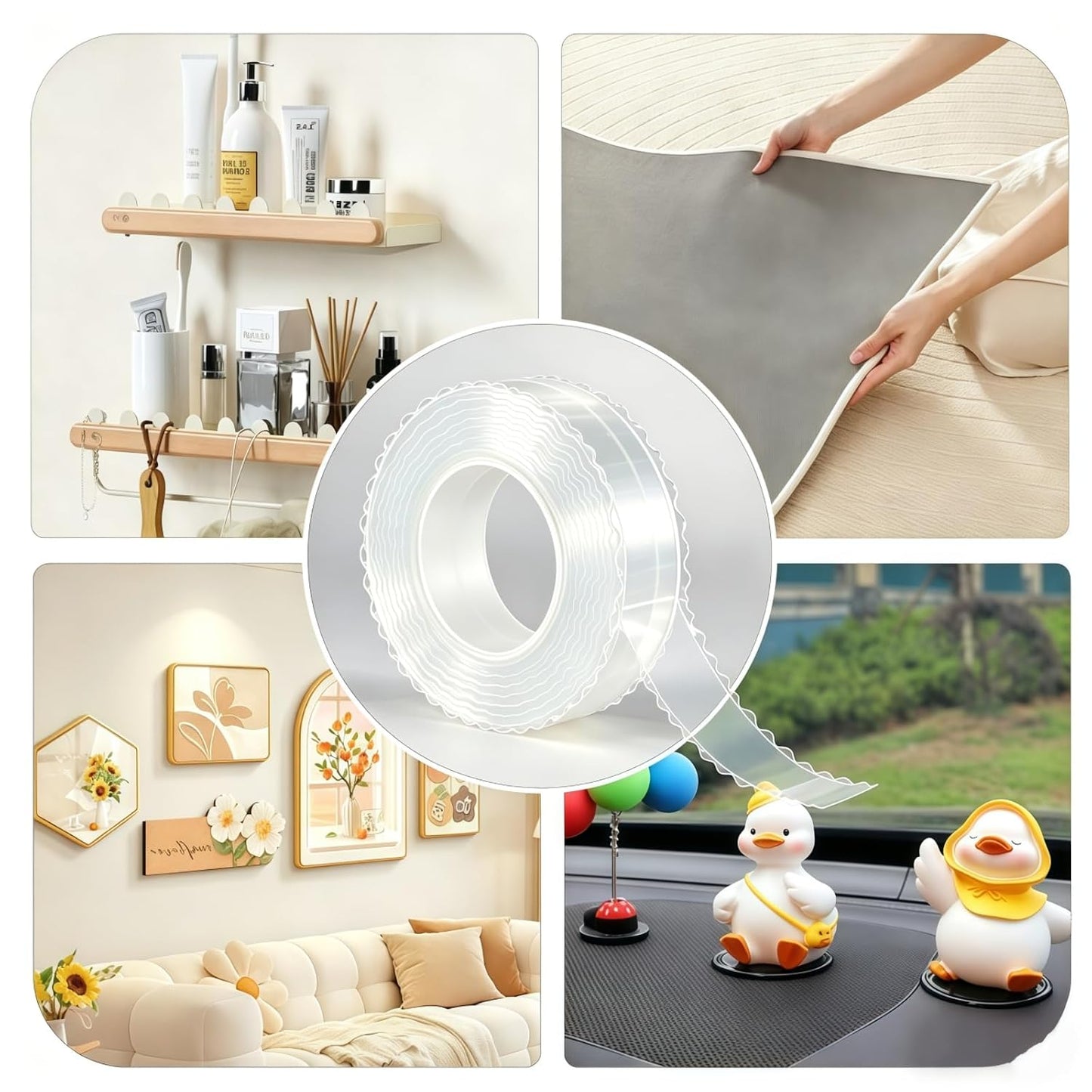 zvp Double Sided Nano Tape, Removable Heavy Duty Mounting Foam Tape, Adhesive Tape for Wall, Carpet, Poster and Picture Hanging Strips (Transparent, 1.15 * 118 in)