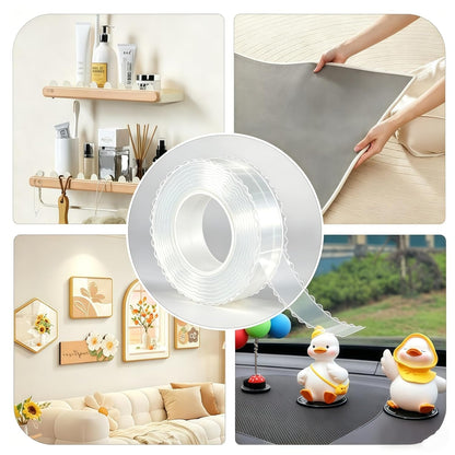 zvp Double Sided Nano Tape, Removable Heavy Duty Mounting Foam Tape, Adhesive Tape for Wall, Carpet, Poster and Picture Hanging Strips (Transparent, 1.15 * 118 in)