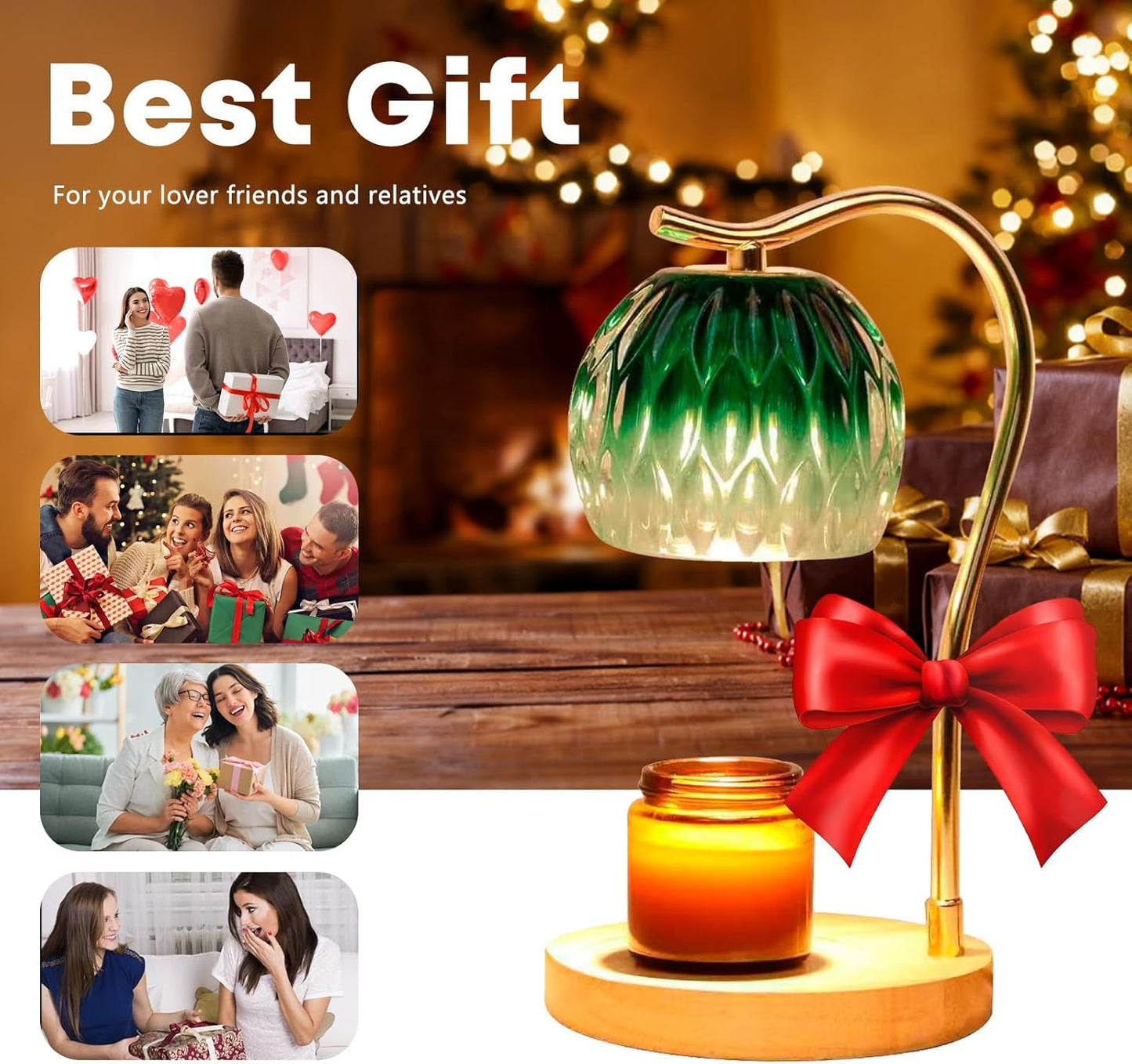 Fragrance Candle Warmer Lamp with 2 Bulbs Electric Candle Warmer with Timer & Dimmer for Home Decor
