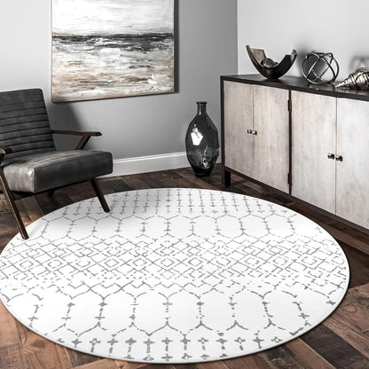 Lahome Moroccan Entry Rug 2x3, Non-Slip Washable Front Indoor Door Mat Rubber Backing Low-Profile Door Rugs, Small Geometric Print Distressed for Entryway Bathroom Kitchen, Black Hana