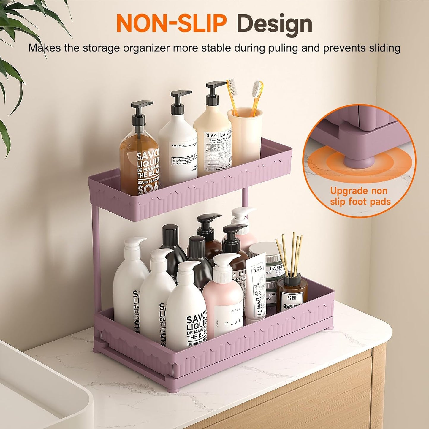 Sevenblue 3 Pack Multi-Purpose Pull-Out Storage Organizers, 2-Tier L-Shaped Under Sink/Cabinet Organizers and Storage for Bathroom & Kitchen, (Black, 12.85 Inches)
