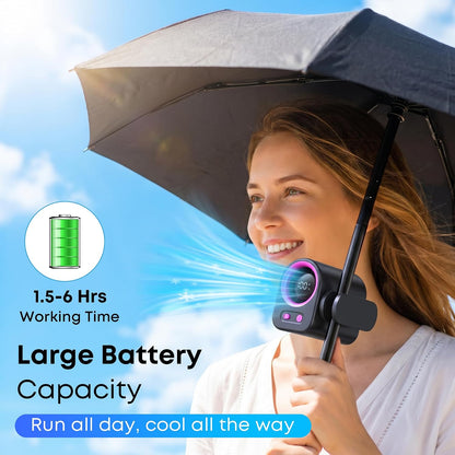 MINISO Clip On Fan Portable, 5-Speed 19500 RPM Strong Airflow Stroller Fan | Personal Fan for Waist & Skirt, Hands-Free Wearable Belt Fan Rechargeable for Travel, Camping, Hiking, Office & Outdoor
