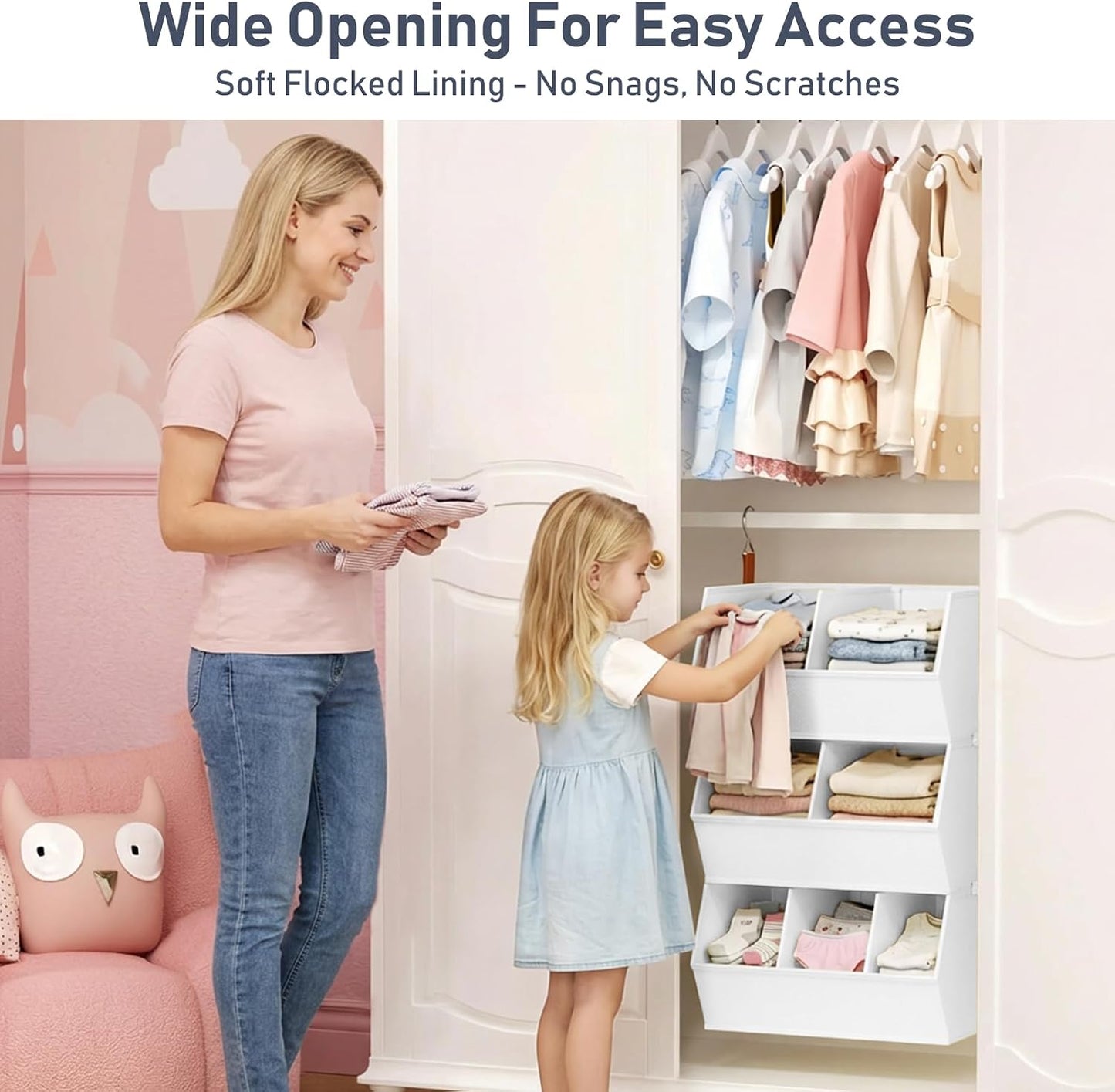Hanging Closet Organizer Extra Large, Clothes Hanging Shelves for Closet with Divider, Collapsible Closet Storage System, Fabric Closet Hanging Organizer for Home, Dorm, Rv, ,Handbags, Underwear, Sock