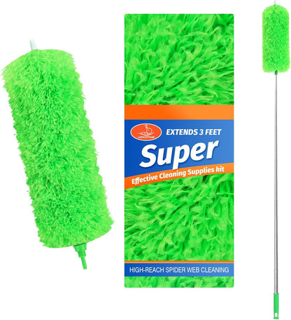 ZZ LAZYCOTTAGE Microfiber Feather Duster for High Reach, Lightweight Ceiling Fan Cleaner, 91.5" Telescopic Pole, Cobweb Duster with Extension Pole for Home & Car
