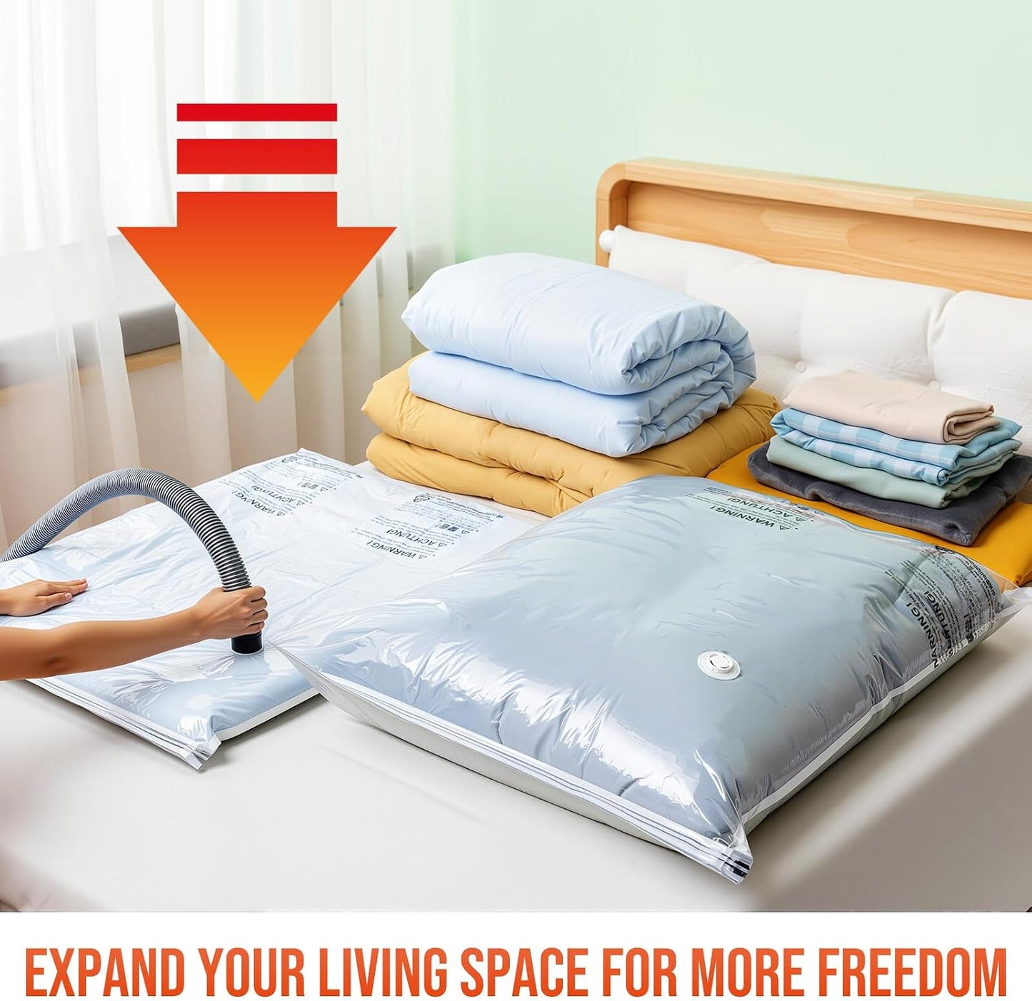 TAILI 8 Pack Vacuum Storage Bags, Jumbo Size (31×40 inch), Vacuum Seal Bags for Clothing, Bulky Bedding, Comforter, Blankets, Pillows, Space Saver Packing
