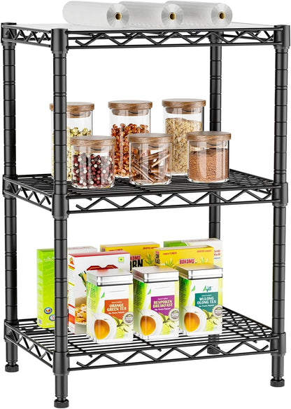 Golpart 4 Tier Adjustable Storage Shelves Metal Utility Shelf Wire Shelving Unit Organizer Rack for Home Kitchen Office Bathroom Pantry Room 12" D x 18" W x 44" H