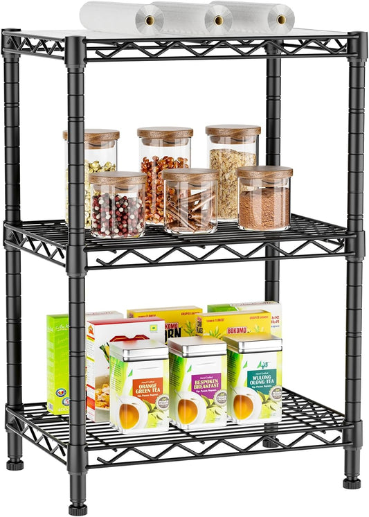 Golpart 4 Tier Adjustable Storage Shelves Metal Utility Shelf Wire Shelving Unit Organizer Rack for Home Kitchen Office Bathroom Pantry Room 12" D x 18" W x 44" H