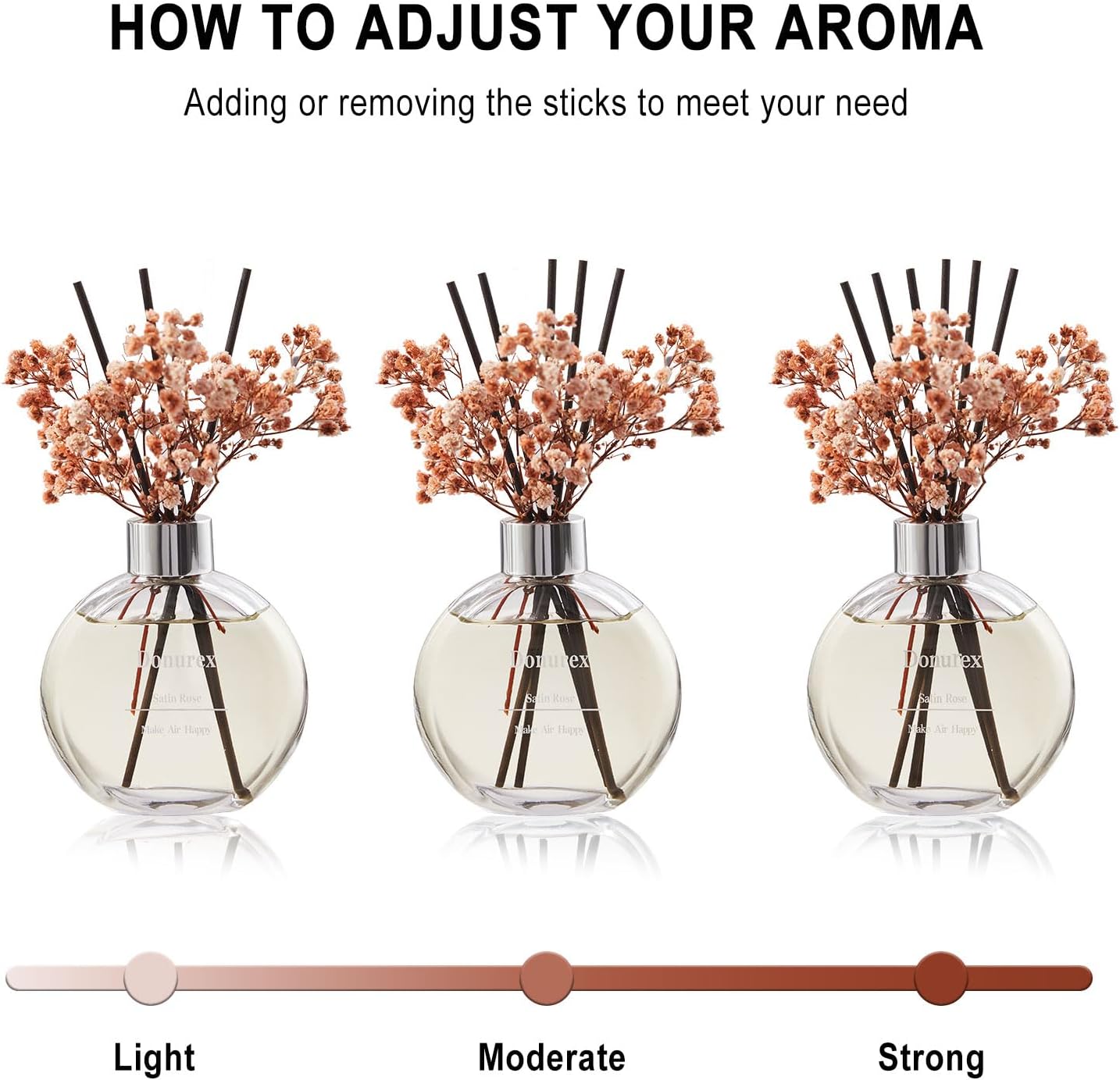 Flower Reed Diffuser Set 5.07oz Satin Rose Scent Diffuser with Sticks Home Fragrance Reed Diffuser for Bathroom Shelf Decor