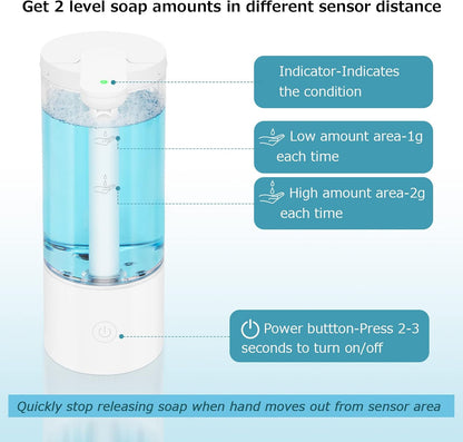 LAOPAO Soap Dispenser, Automatic Foaming Hand Soap Dispenser Touchless Rechargeable Bathroom Countertop Soap Pump for Kids Xmas Gift 300ml