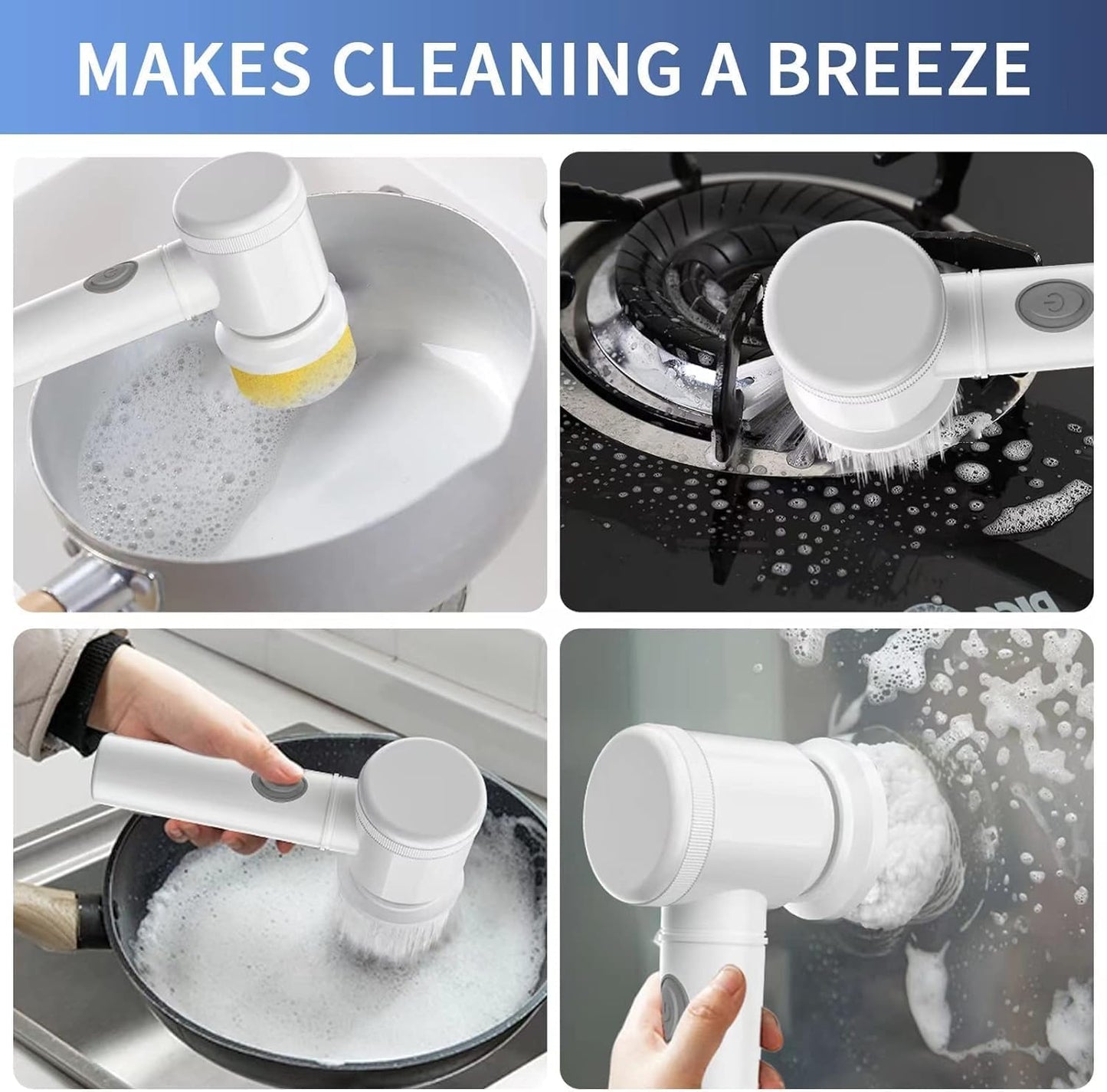 Electric Spin Scrubber - Shower Scrubber,Bathroom Scrubber Electric,for Cleaning Tub, Floor, Tile, Window, Sink, Kitchen Cleaning with 6 Electric Cleaning Brush Head (8)