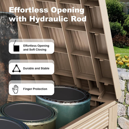 60 Gallon Outdoor Waterproof Storage Box, UV Resistant Resin Deck Box with Built-in Handle, Outdoor Storage Container for Patio Furniture, Garden Tools, Patio Cushions, Black