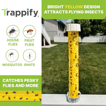 Trappify Hanging Fly Traps Outdoor: Fruit Flies and Flying Insect Trap for Indoor & Outdoor Use I Disposable Sticky Fly Trap Indoor House Pest Control (2 Pack)