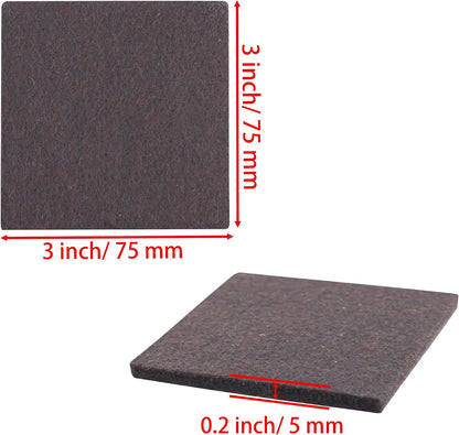 1.5inch Square Felt Furniture Pads, 16Pcs Self Adhesive Cuttable Felt Furniture Leg Pads Floor Protectors Furniture Sliders for Hardwoods Floors, Brown