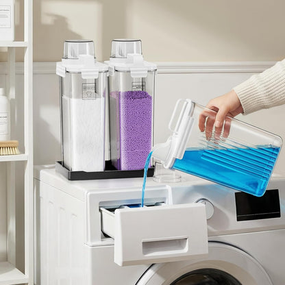 Laundry Detergent Dispenser for Laundry Room,94oz Fabric Softener Dispenser,Liquid Laundry Detergent Container,Laundry Detergent Organizer for Laundry Room Organization with 6 Labels,2 Pack